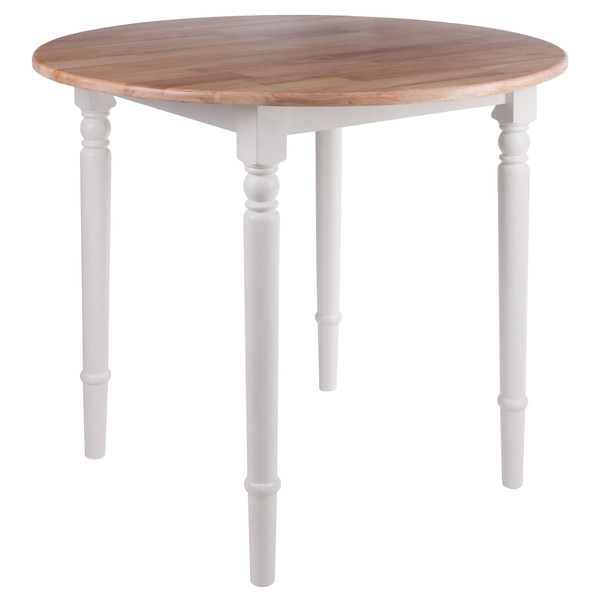 Sorella Round Double Drop Leaf Dining Table Natural And White 43727 By Winsome Wood