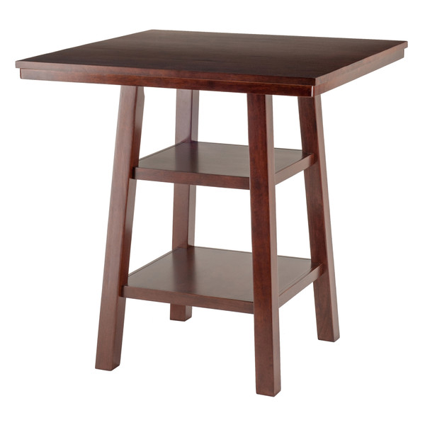 Orlando High Table With Shelves Walnut 42370 By Winsome Wood