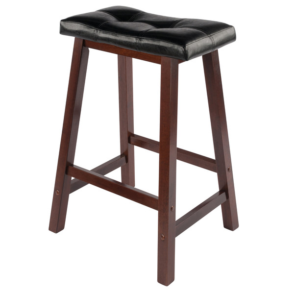Mona Cushion Saddle Seat Counter Stool Black And Walnut 40787 By Winsome Wood