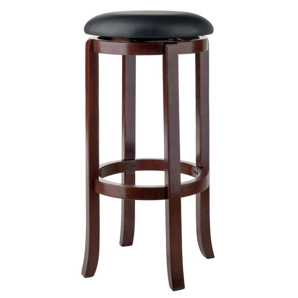 Walcott Cushion Swivel Seat Bar Stool Black And Walnut 43009 By Winsome Wood