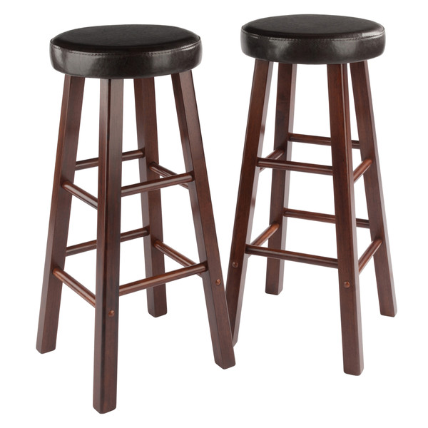 Maria 2 Piece Cushion Seat Bar Stool Set Espresso And Walnut 44228 By Winsome Wood