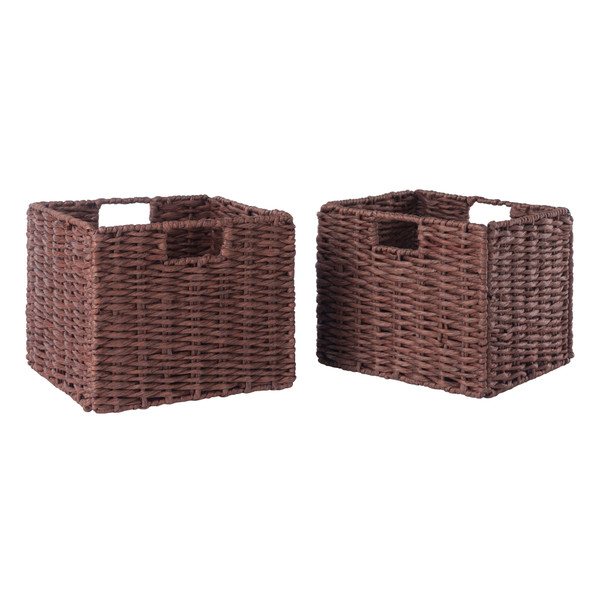 Tessa 2 Piece Foldable Woven Rope Basket Set Walnut 44413 By Winsome Wood