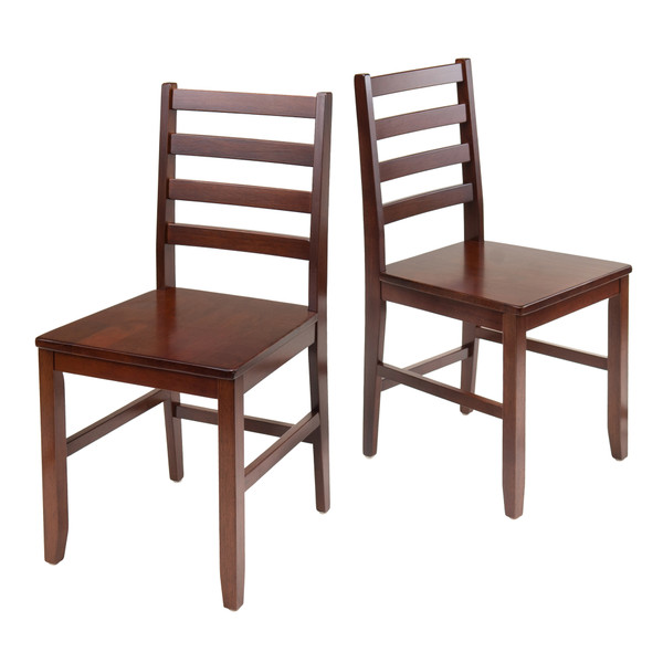 Hamilton 2 Piece Ladder Back Chair Set Walnut 41883 By Winsome Wood