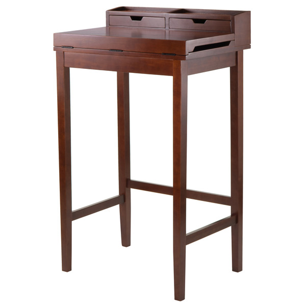Brighton High Desk With 2 Drawers Walnut 41913 By Winsome Wood