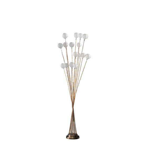 61 5 In 16 Light Acrylic Globe Aluminun Led Chrysanthe Yellow Gold Metal Floor Lamp Hbl2519G By Ore