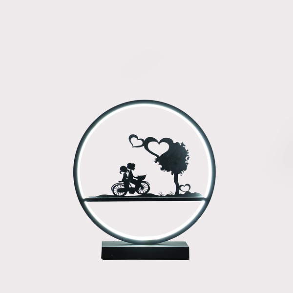 13 In Girl And Boy On Bicycle Led Accent Table Lamp Hbl2155 By Ore