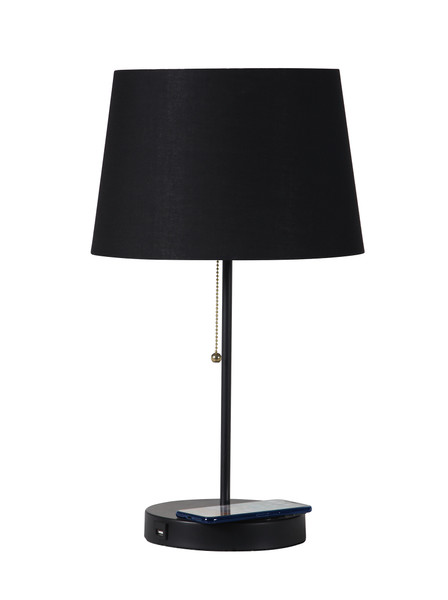 20 75 In Sterling Matte Non Gloss Black Table Lamp With Wireless Charging Station And Usb Port Hbl2139 By Ore