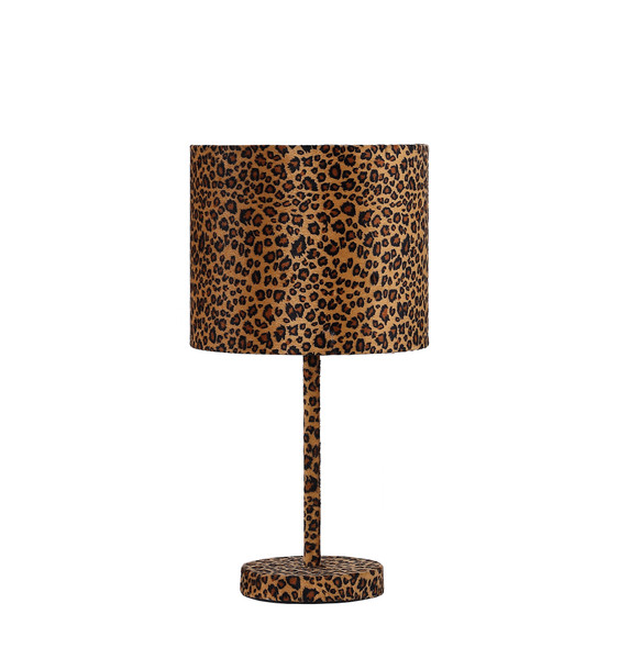 19 25 In Faux Suede Leopard Print Metal Table Lamp Hbl2414 By Ore