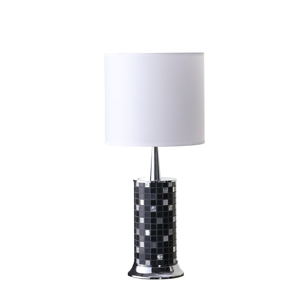 24 Jon Chrome Bohemian Black Glass Mosaic Modern Pillar Table Lamp Hbl2117 By Ore