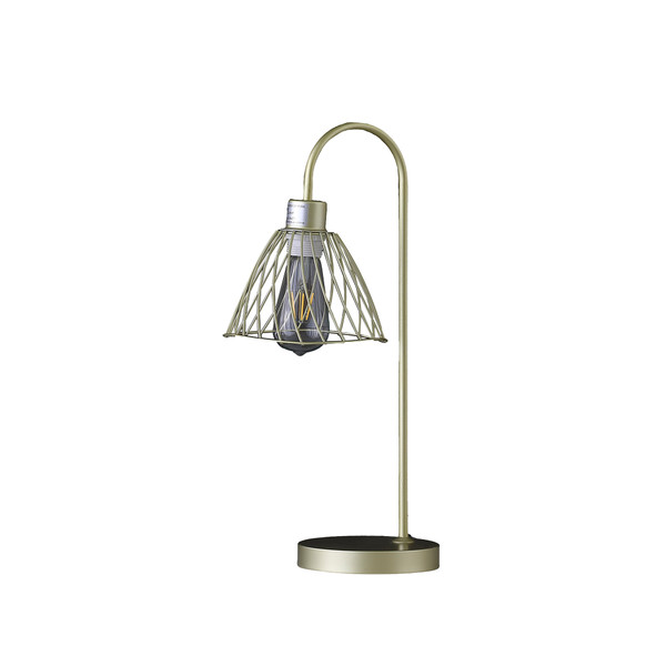20 5 In Industrial Farm Pendant Cage Satin Matte Gold Metal Table Lamp Hbl2464 By Ore