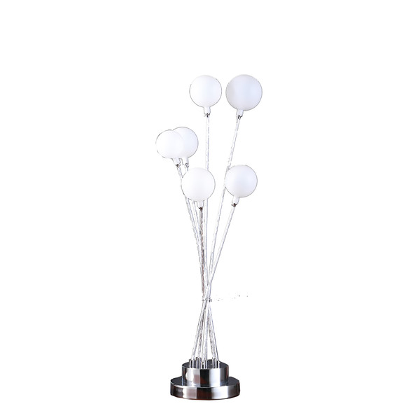 27 5 In 6 Light Acrylic Globe Aluminun Led Chrysanthe Silver Chrome Metal Table Lamp Hbl2520S By Ore
