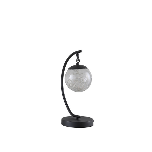 14 In Pendulum Multi Colored Led Glass Orb Black Metal Table Lamp With Usb Port Hbl2626 By Ore