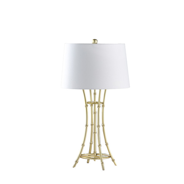 29 25 In Kiara Modern Satin Brushed Gold Bamboo Metal Table Lamp Hbl2709 By Ore