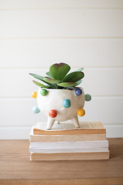 Ceramic Planter With Colorful Bubbles Pack Of 2 Cdv2108K By Kalalou