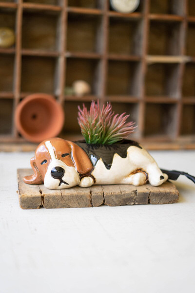 Ceramic Beagle Planter Cdv2140 By Kalalou
