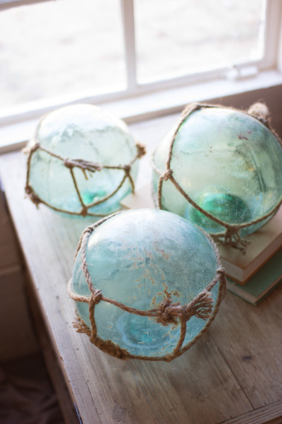 Antique Glass Float With Rope Cea2213 By Kalalou