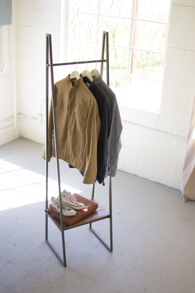 A Frame Metal Rack With Lower Wood Shelf Cq7151 By Kalalou
