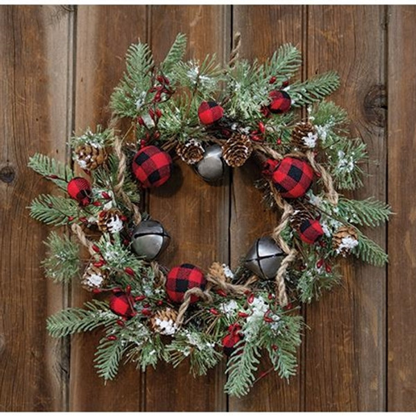Buffalo Gingham Country Holiday Wreath 17 Fisb73202 By Cwi Gifts