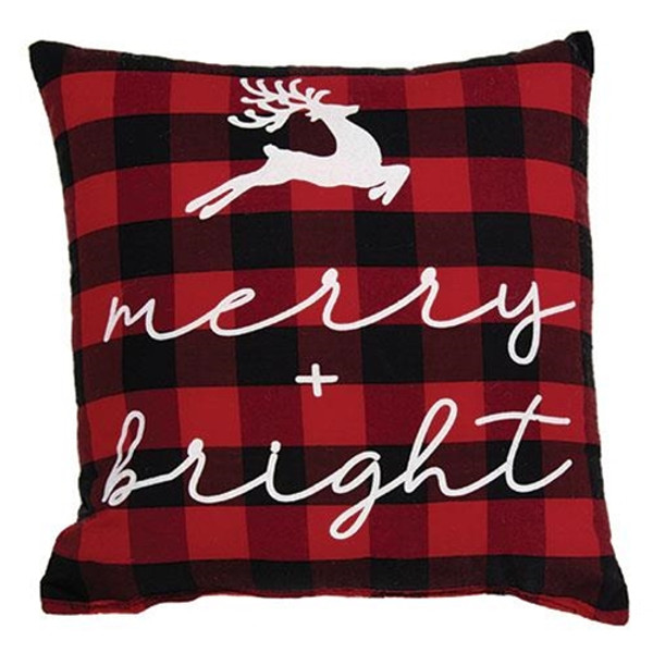 Merry And Bright Buffalo Check Pillow G14011 By Cwi Gifts