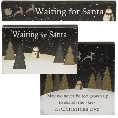 3 Set Waiting For Santa Blocks G34529 By Cwi Gifts