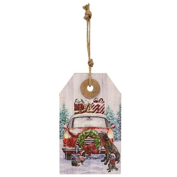 Winter Old Fashioned Car Wooden Tag G90762 By Cwi Gifts