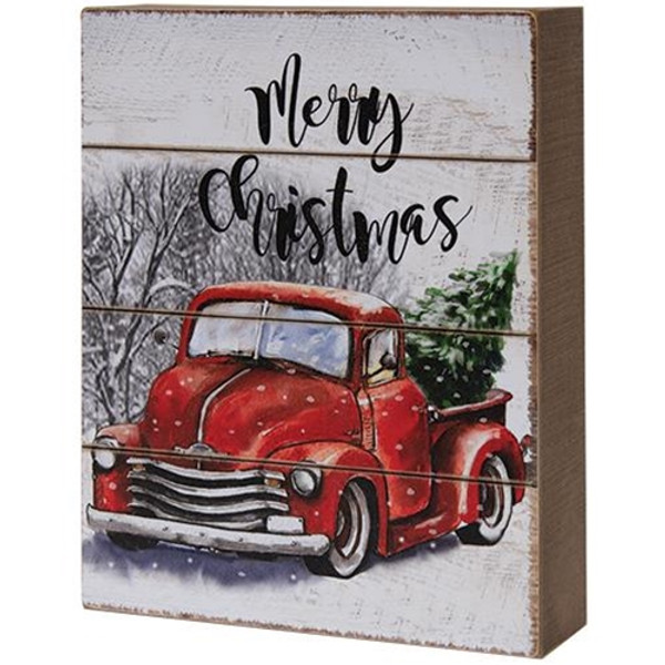Merry Christmas Red Truck Box Sign G90763 By Cwi Gifts