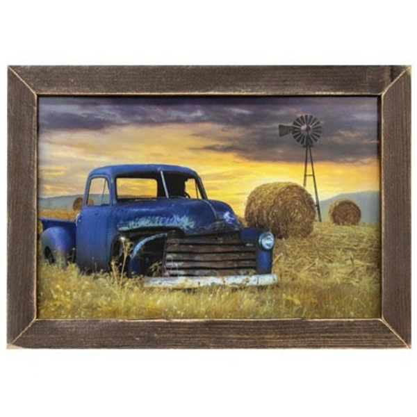 Old Chevy With Windmill Framed Print 12X18 Gld1171 By Cwi Gifts