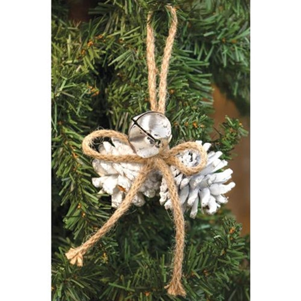White Pinecone With Bell Ornament Gm10055 By Cwi Gifts