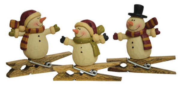 Cwi Snowman Clip Ornaments Set Of 3 G51025