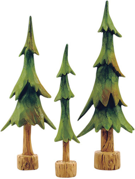 Cwi 3 Set Resin Pine Trees G82588