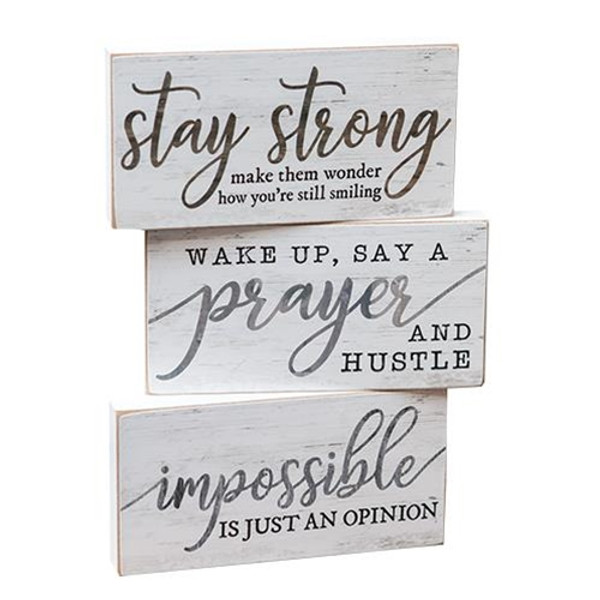 Cwi Gifts G35227 Stay Strong Block 3 Assorted