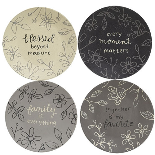 Cwi Gifts G35256 Sentiment Floral Plate 4 Assorted