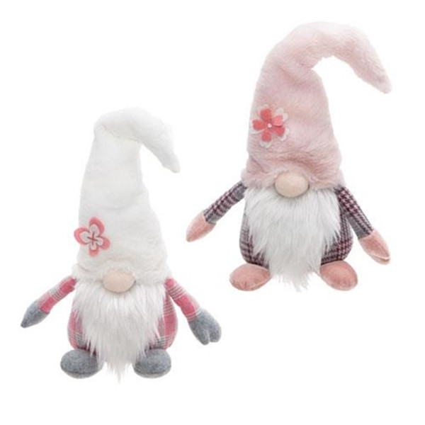 Cwi Gadc2822 Sitting Pink Flower Hat Gnomeset Of 2