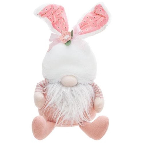 Cwi Gadc2836 Sitting Pink Bunny Ear Gnome