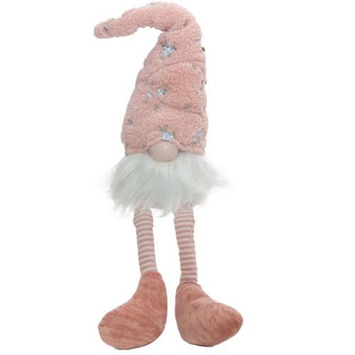 Cwi Gadc2983 Pink Spring Floral Hat Dangle Leg Gnome