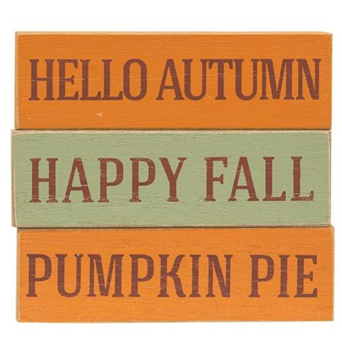 Cwi Gifts G35543 Happy Fall Skinny Mini Block 3 Assorted