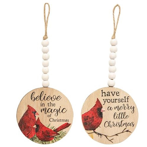 Cwi Gifts G35555 Christmas Cardinal Round Beaded Ornament 2 Assorted