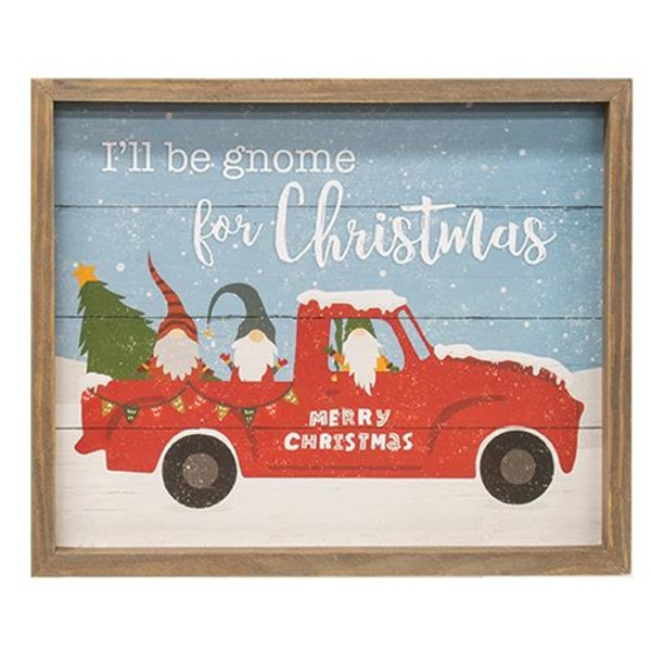 Cwi Gifts G35631 Ill Be Gnome For Christmas Slat Frame