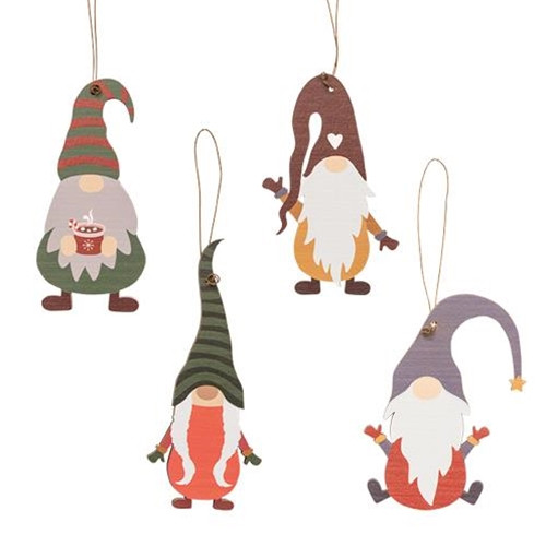 Cwi Gifts G35636 Wooden Winter Gnome Ornaments Set Of 4