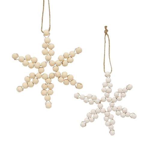 Cwi Gifts G35670 Wood Bead Snowflake Ornament 2 Assorted