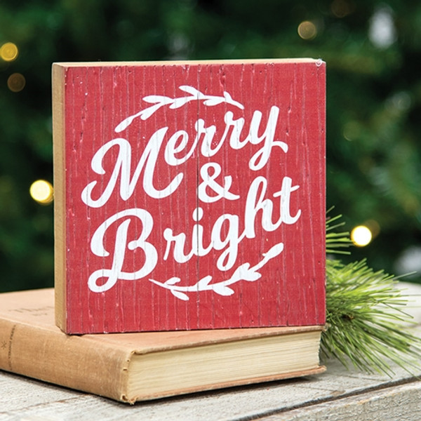 Cwi Gifts G65192 Merry Bright Rustic Wood Box Sign