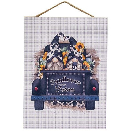 Cwi Gifts G06805 Sunflower Farms Gnomes In Truck Hanging Sign