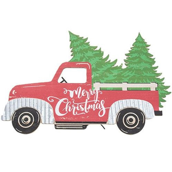 Cwi Gifts G2425170 Merry Christmas Cargo Truck Easel Sign