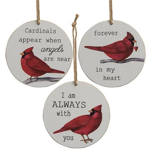 Cwi Gifts G35575 Cardinal Sentiment Round Ornament 3 Assorted Pack Of 3