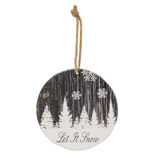 Cwi Gifts Ghdy20016 Let It Snow Snowy Woodgrain Round Ornament