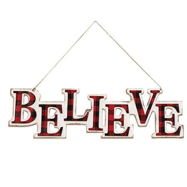 Cwi Gifts Gshn3023 Red Blk Plaid Believe Hanger
