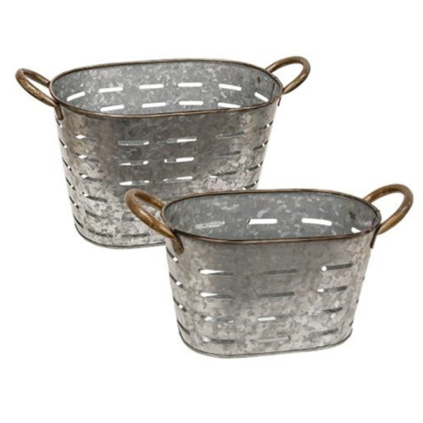 Cwi Gifts G54146 2 Set Oval Olive Buckets