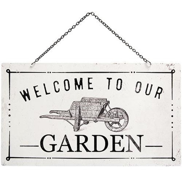 Cwi Gifts G65233 Welcome To Our Garden Metal Hanging Sign
