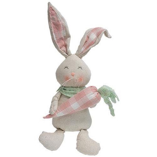 Cwi Gifts Gadc2995 Sitting Fabric Bunny With Plaid Carrot