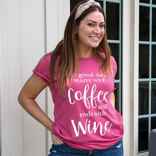 Cwi Gifts Gl99Xl A Good Day Starts With Coffee T Shirt Heather Raspberry Extra Large